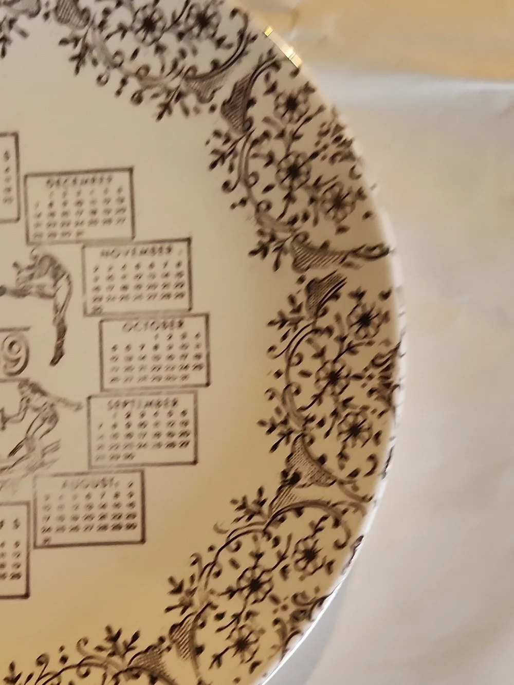 1969 Decorative Calendar Plate - Cream and Brown Accent